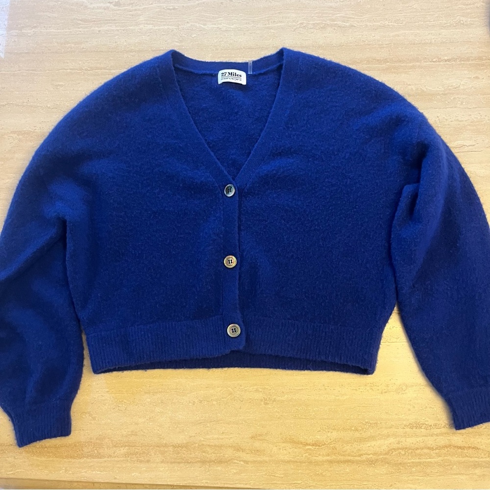 27 Miles Malibu Blue Cropped Cardigan Sweater